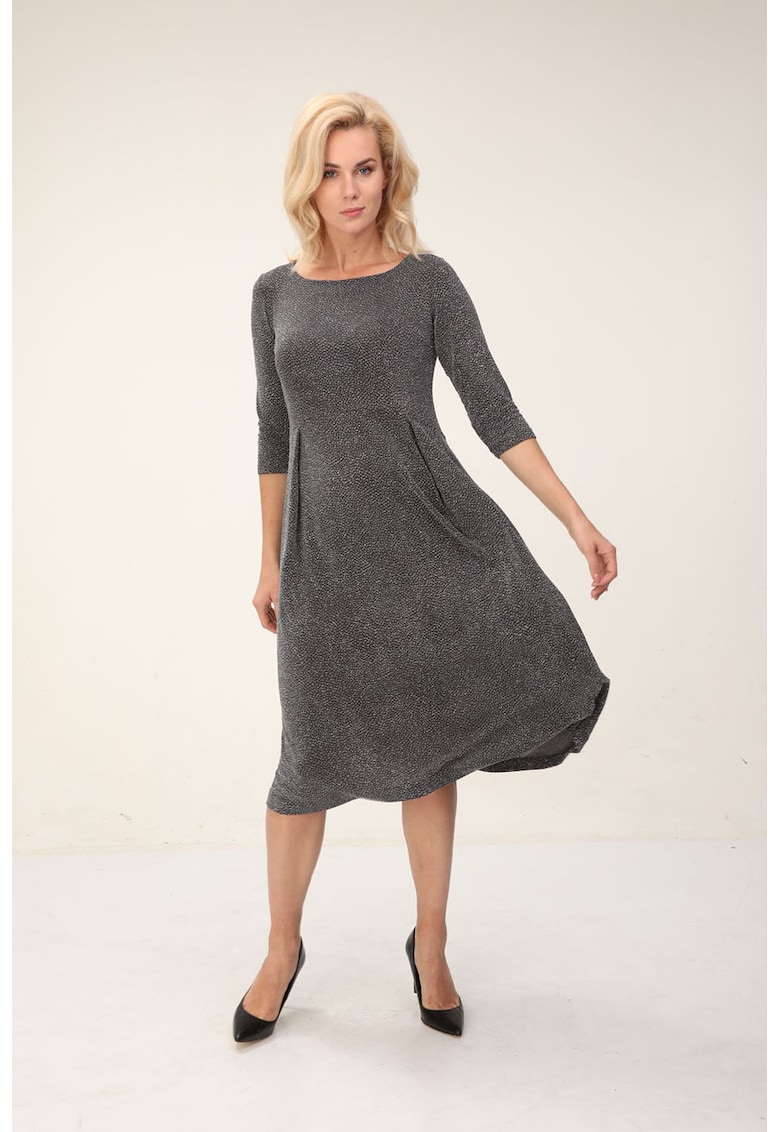 Rochie midi evazata cu decolteu rotund