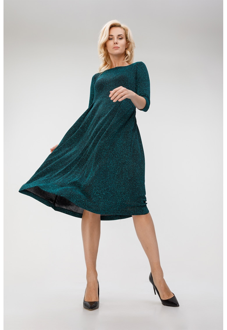 Rochie midi evazata cu decolteu rotund