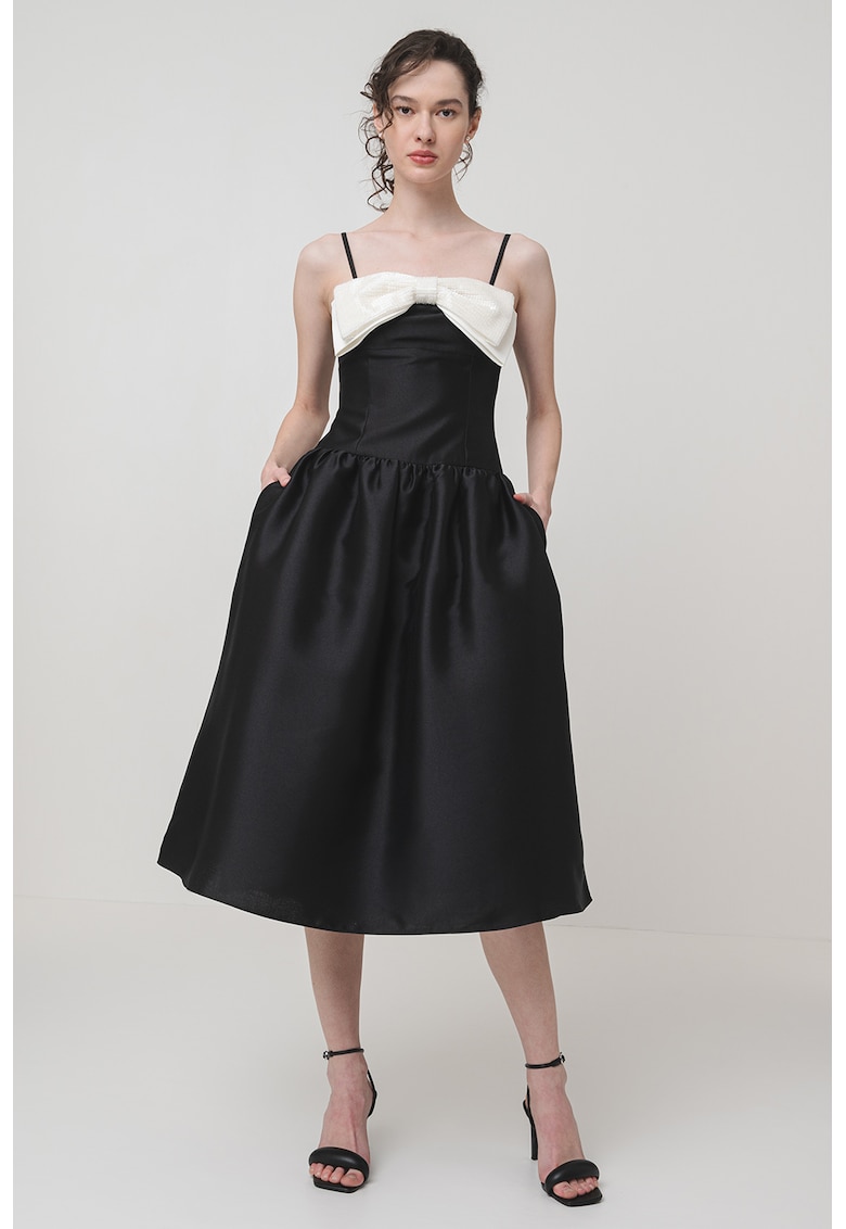 Rochie midi evazata cu funda