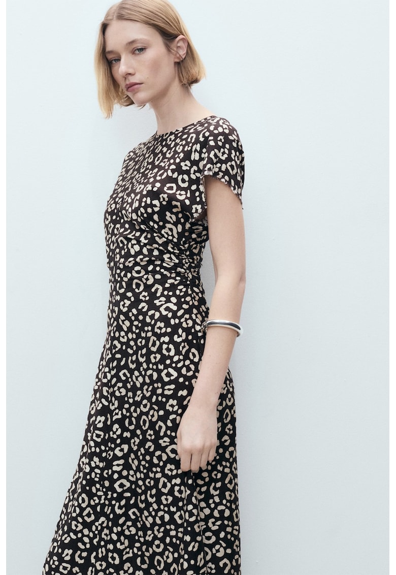 Rochie midi evazata cu imprimeu