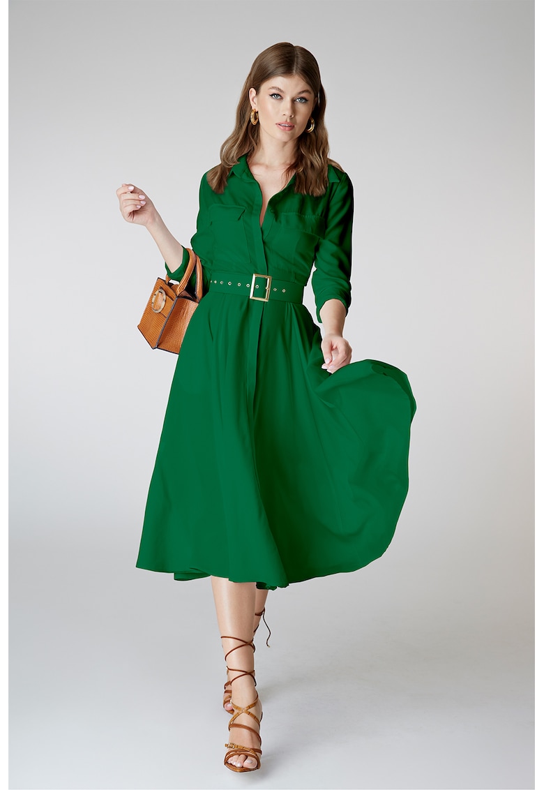Rochie midi evazata cu o curea Classy