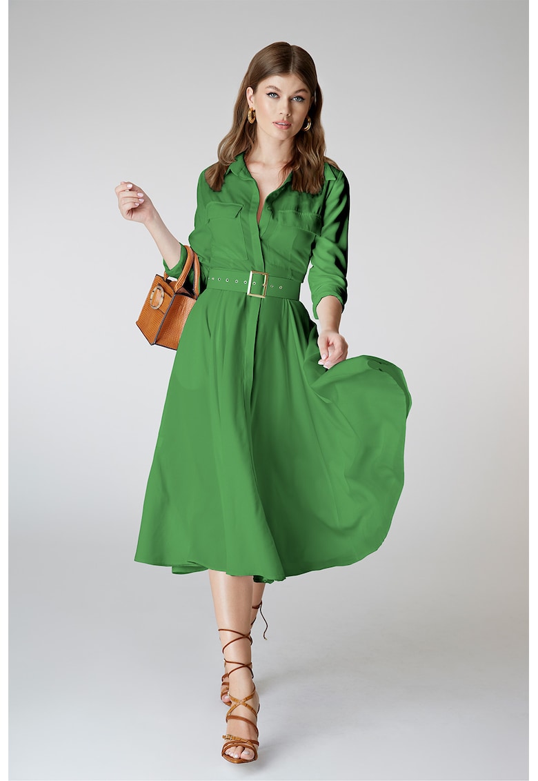 Rochie midi evazata cu o curea Classy