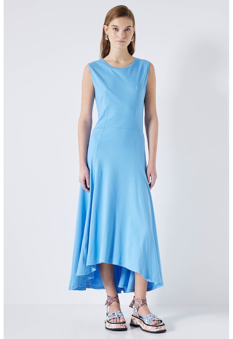Rochie midi evazata cu terminatie asimetrica