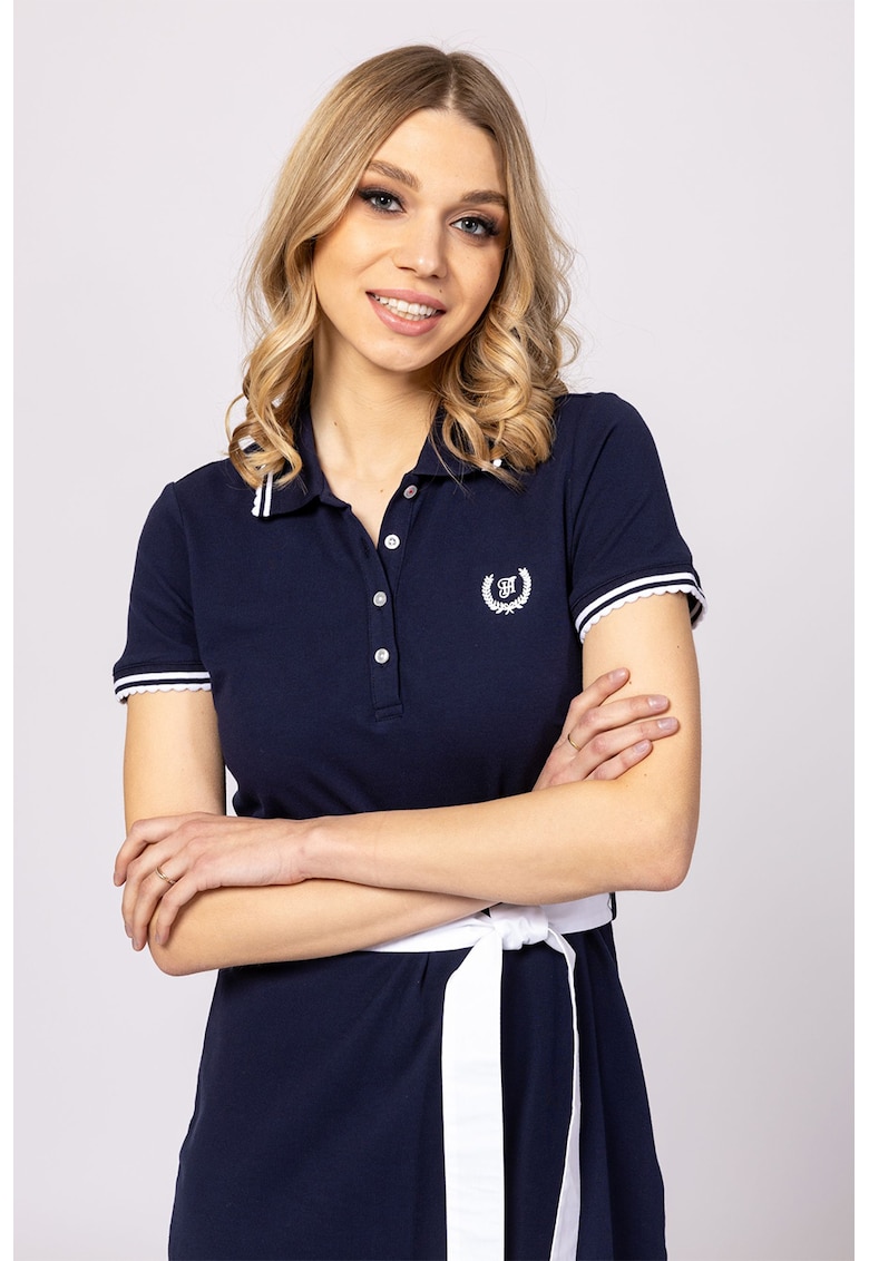 Rochie midi polo cu cordon in talie