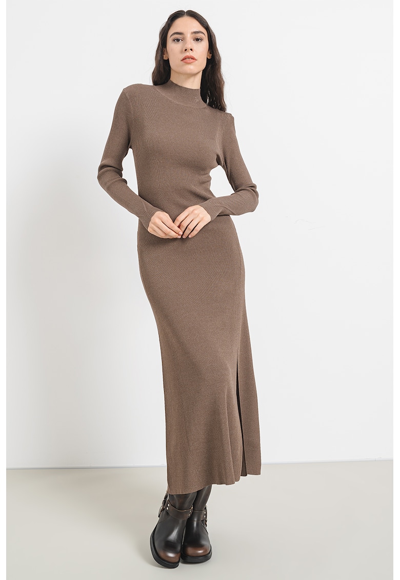 Rochie midi striata cu slit