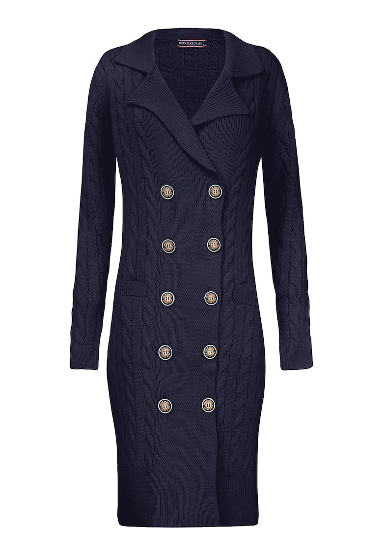 Rochie midi tricotata cu doua randuri de nasturi