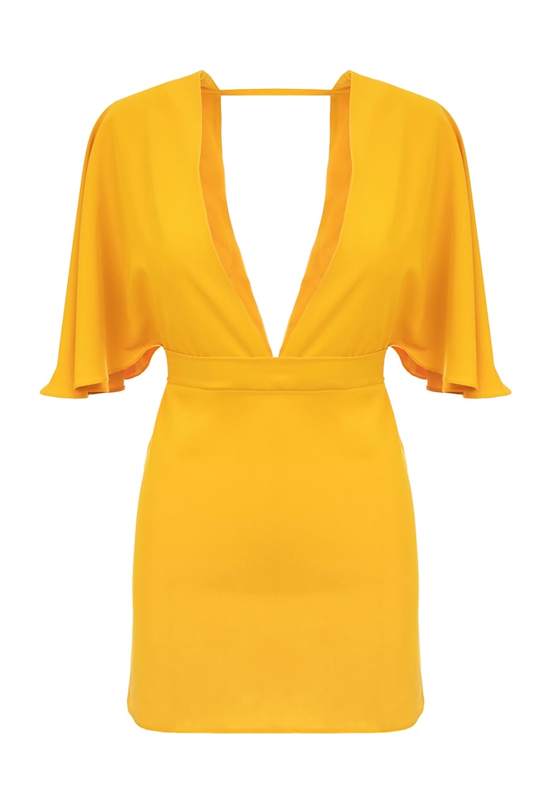 Rochie mini cambrata cu maneci liliac
