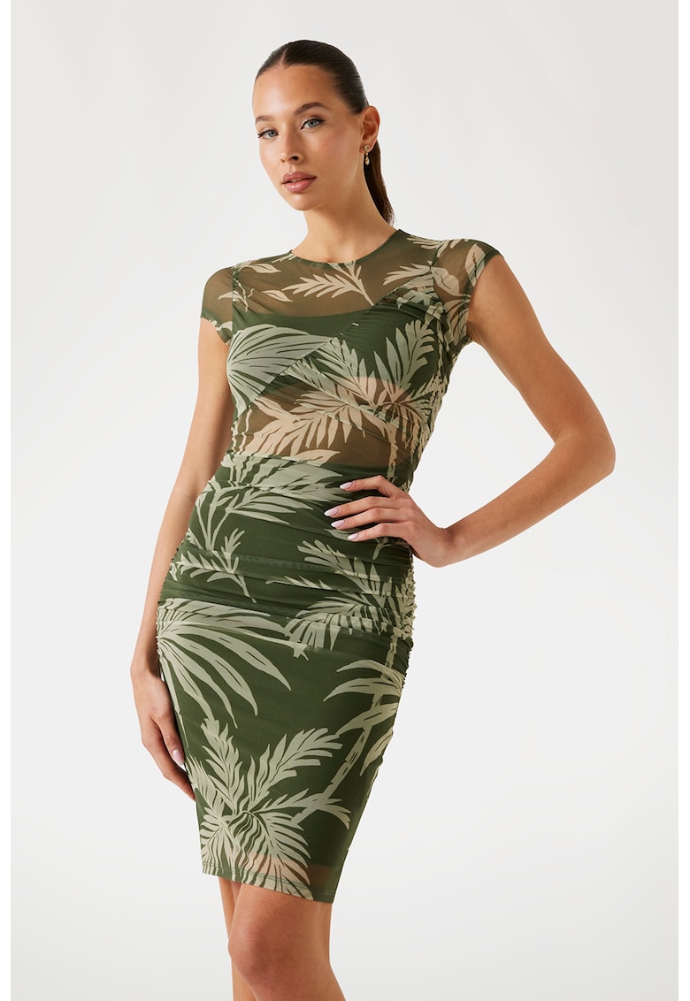 Rochie mini cambrata cu segmente semitransparente