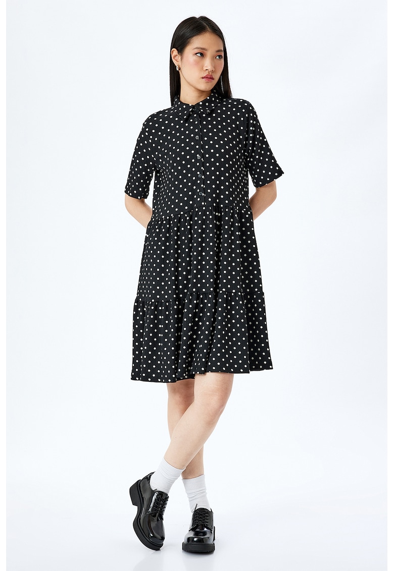 Rochie mini cu buline si terminatie cu volane