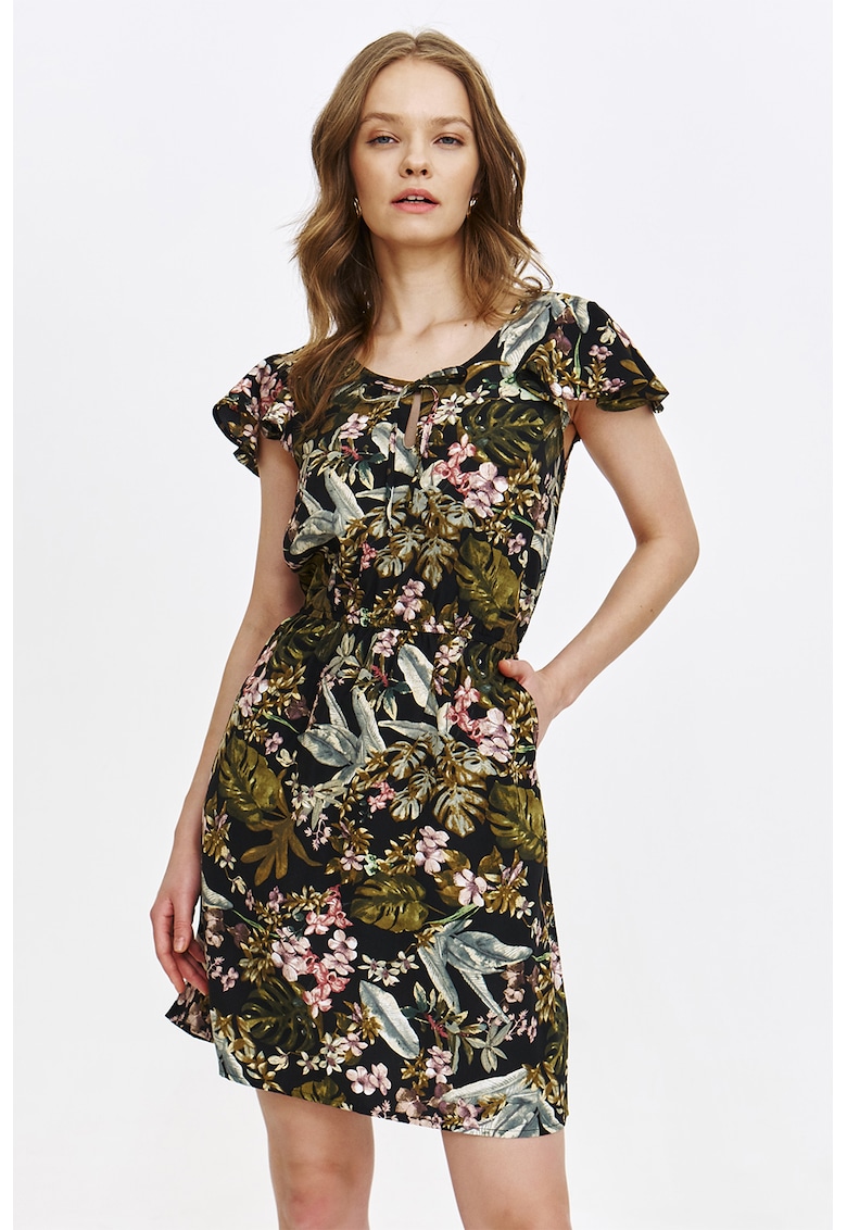 Rochie mini cu model si maneci scurte cu volane
