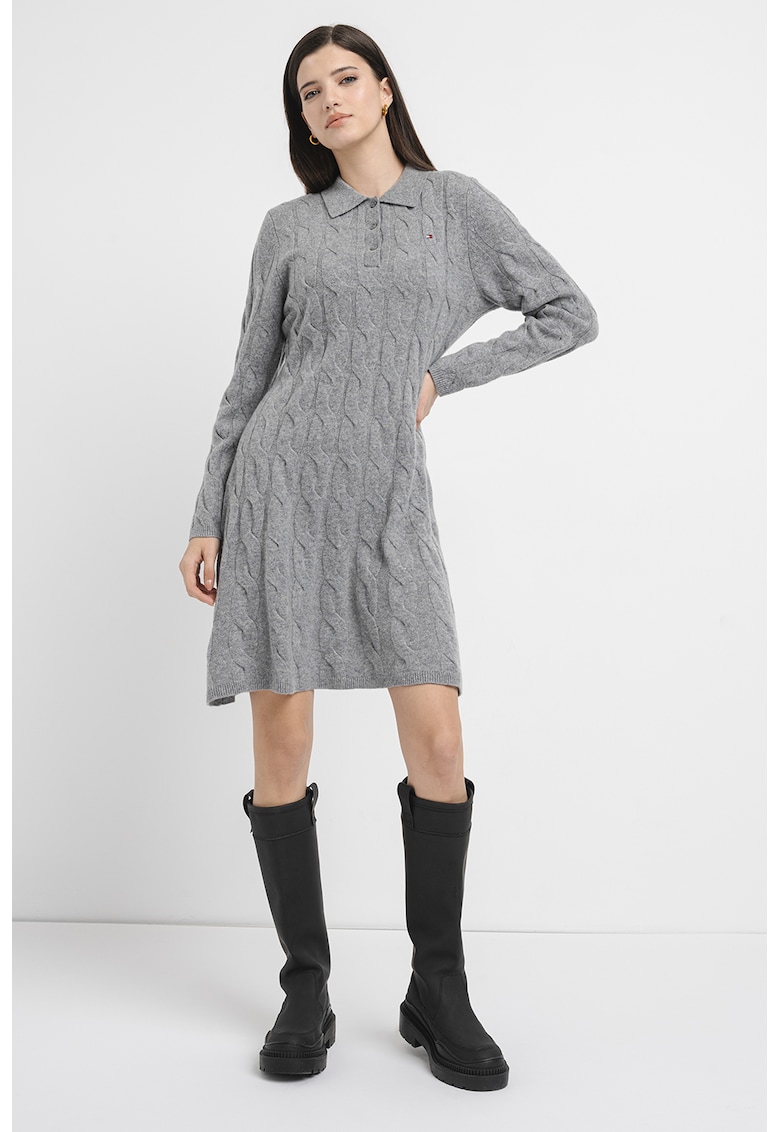 Rochie mini de lana cu model torsade