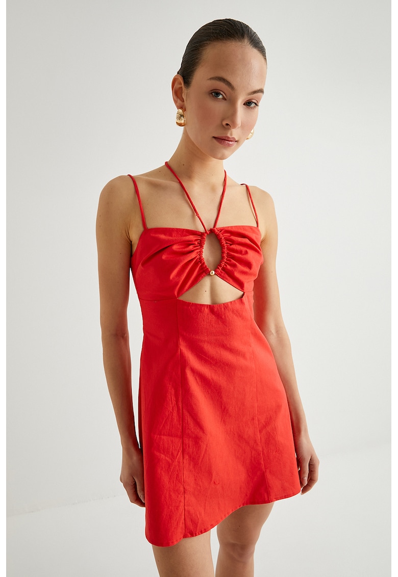 Rochie mini din amestec de in