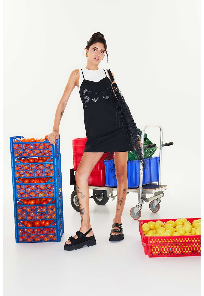 Rochie mini din amestec de in