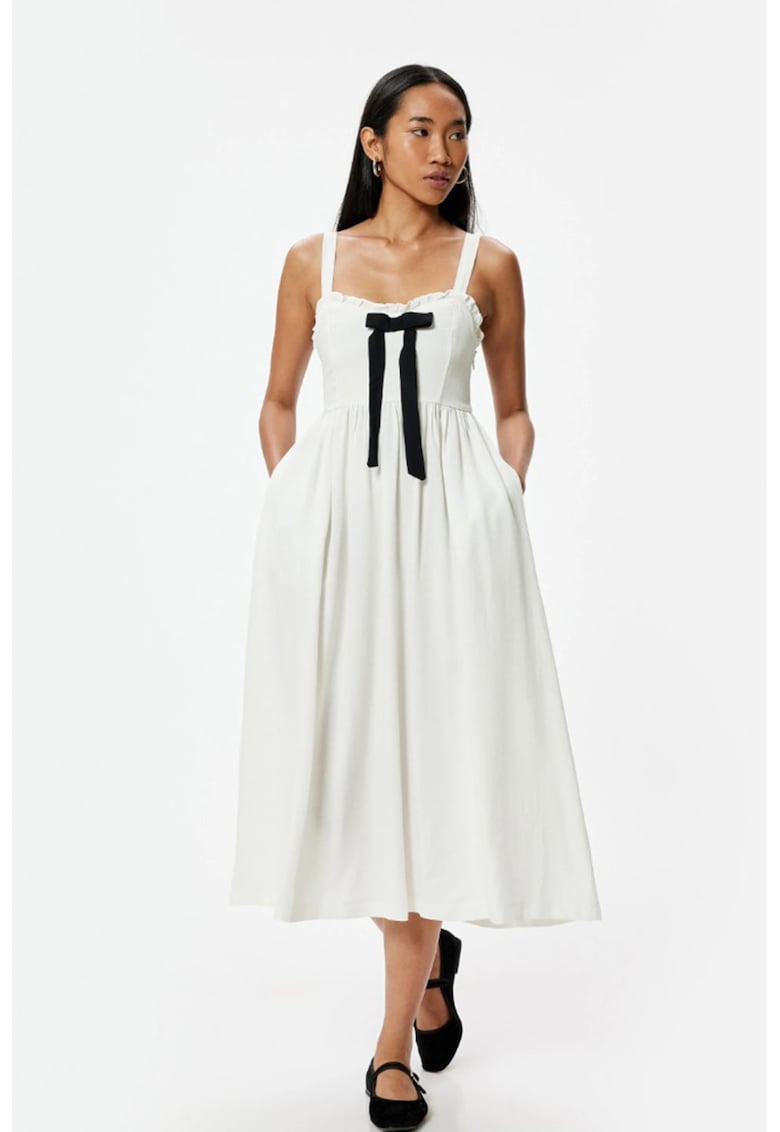 Rochie mini din amestec de in cu buzunare laterale