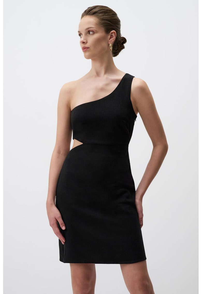 Rochie mini din amestec de in cu decupaj