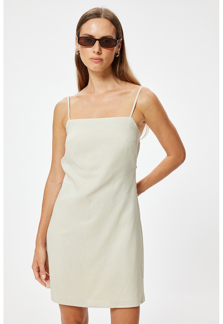 Rochie mini din amestec de in cu decupaj pe partea din spate