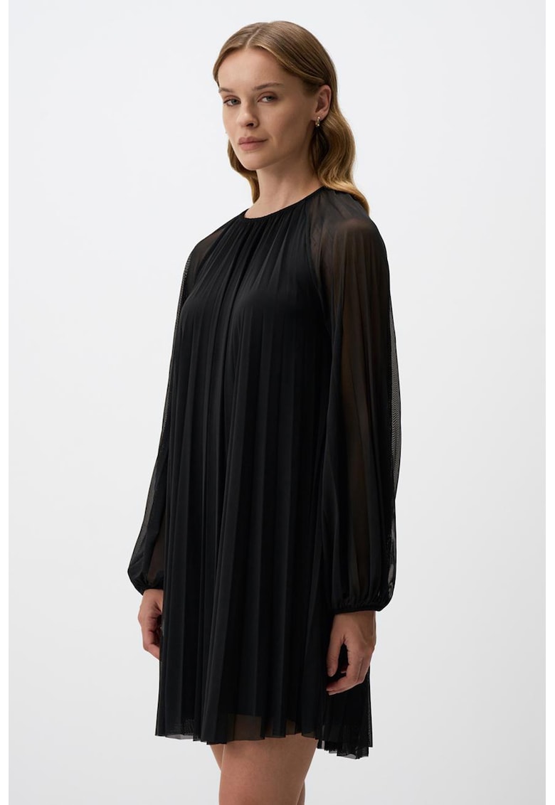 Rochie mini din amestec de lyocell cu maneci semitransparente