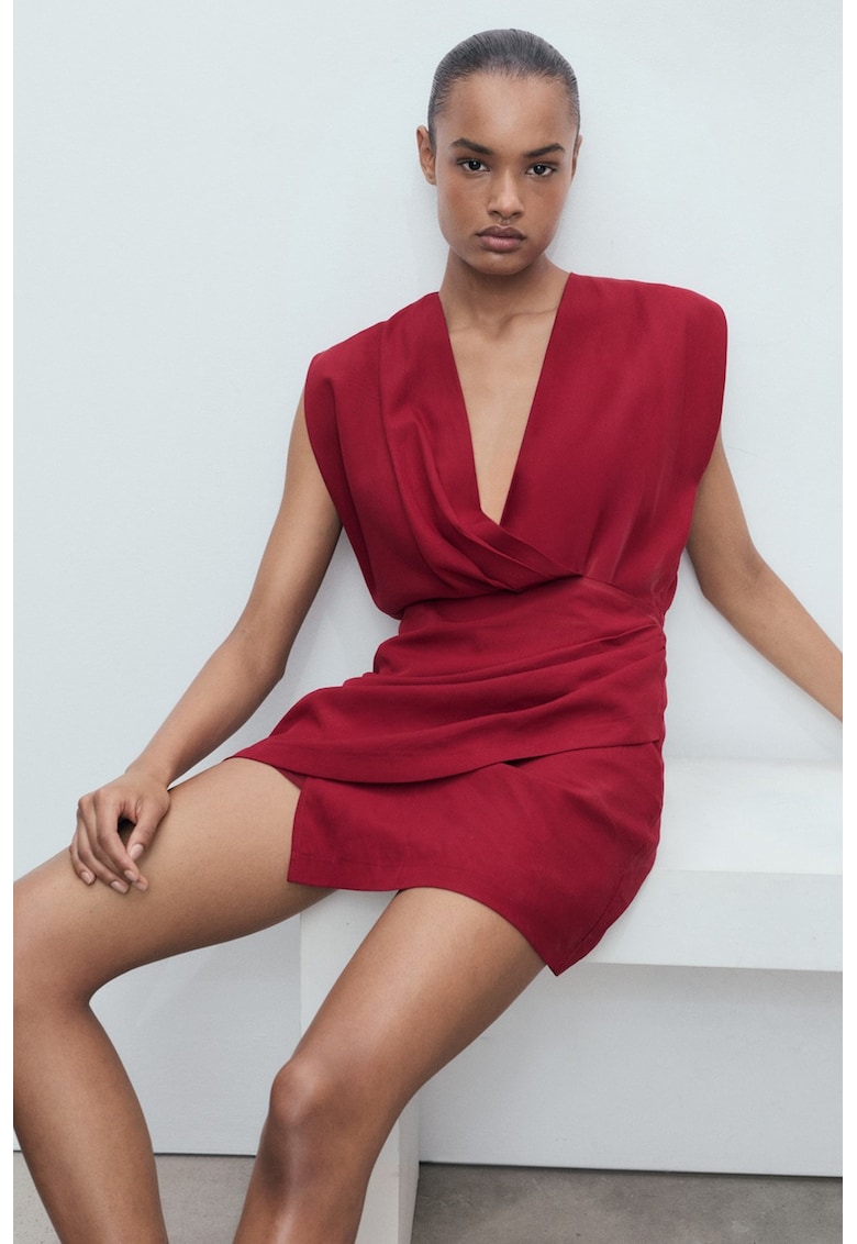 Rochie mini din amestec de lyocell cu model drapat