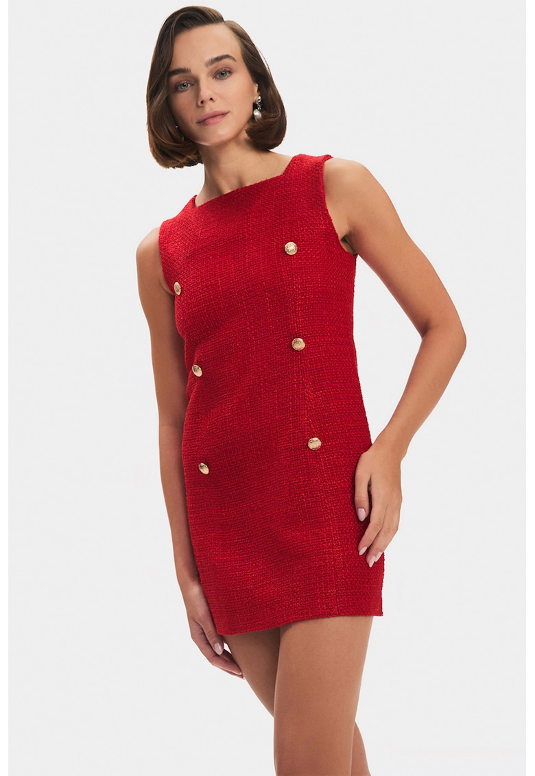 Rochie mini din tuid cu nasturi