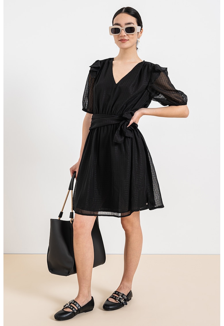 Rochie mini evazata cu cordon in talie