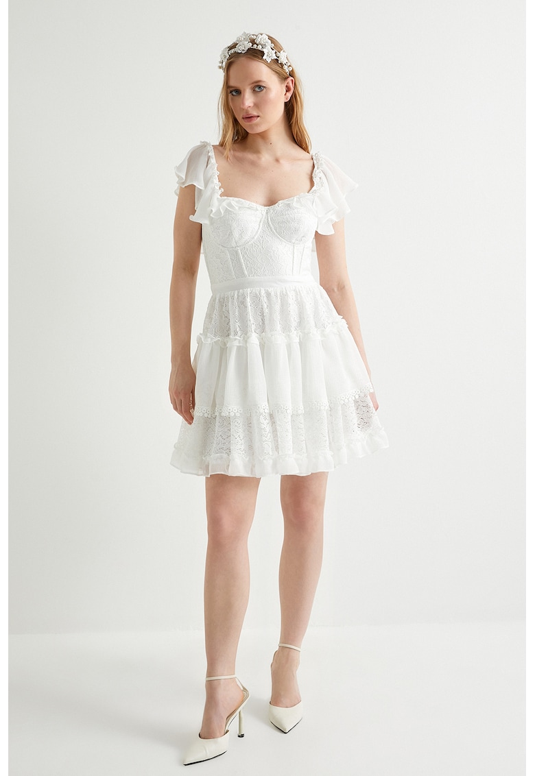 Rochie mini evazata cu volane