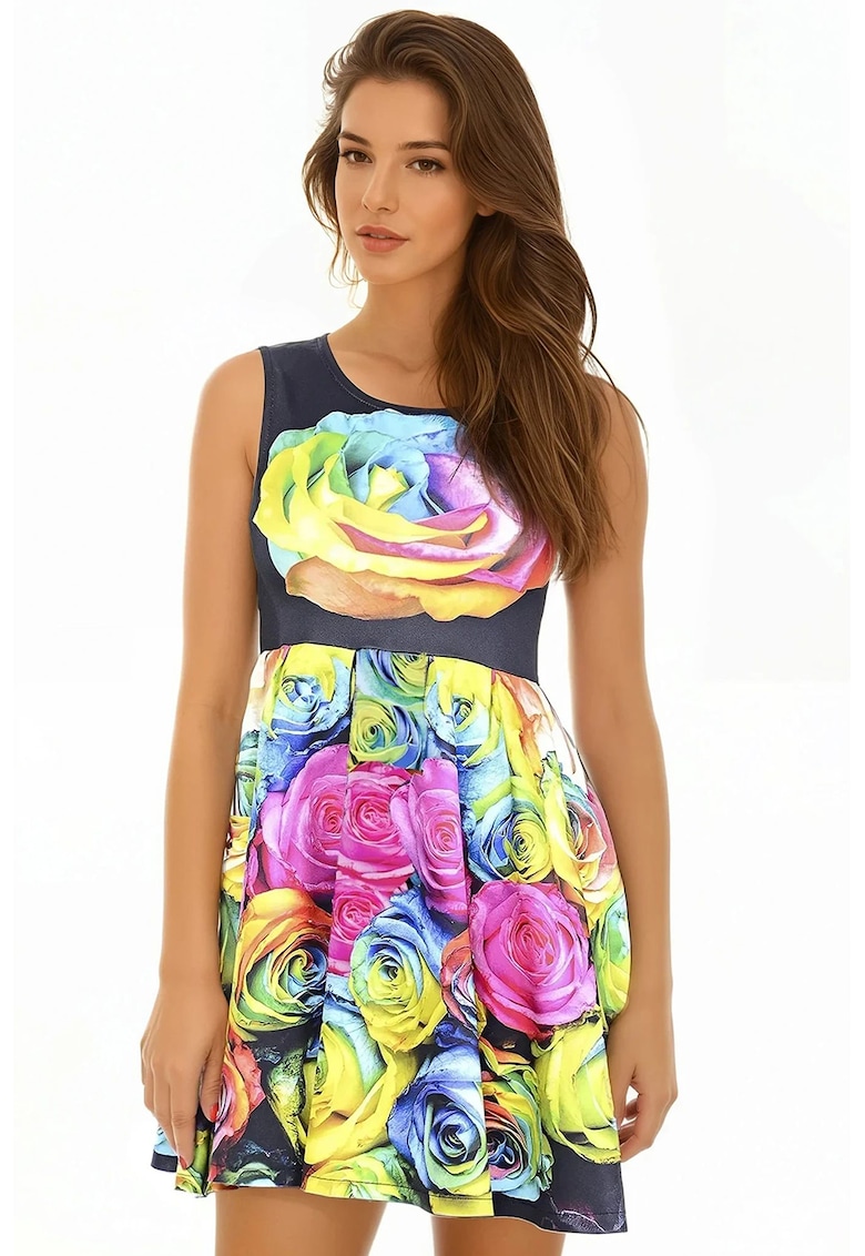 Rochie plisata cu imprimeu floral