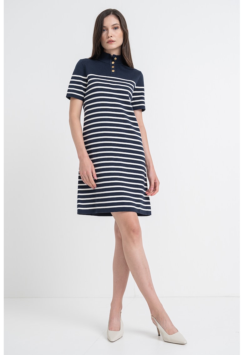 Rochie polo din amestec de bumbac organic cu dungi