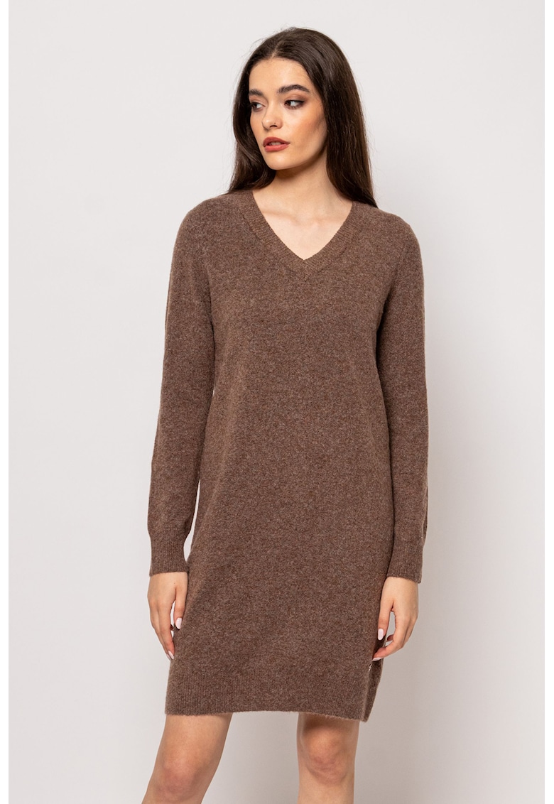 Rochie pulover cu decolteu in V Hekita