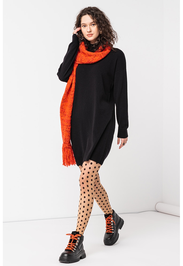 Rochie-pulover din amestec de lana cu maneci cazute