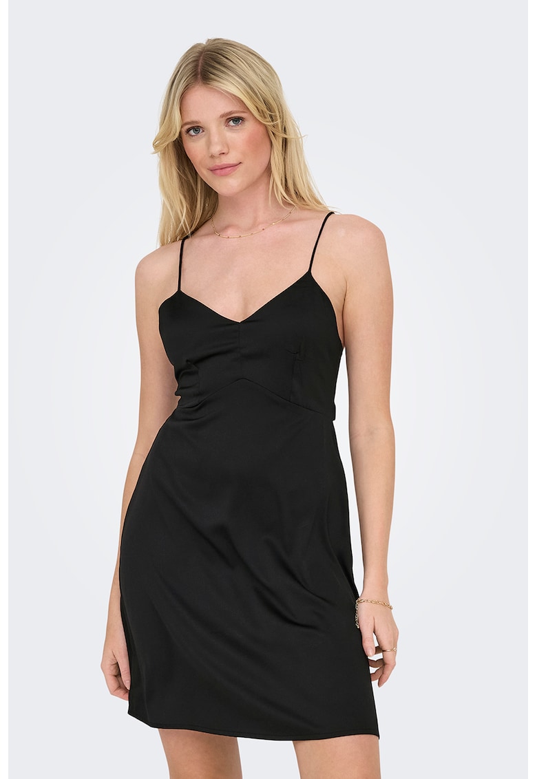 Rochie scurta cu croiala in A si bretele inguste