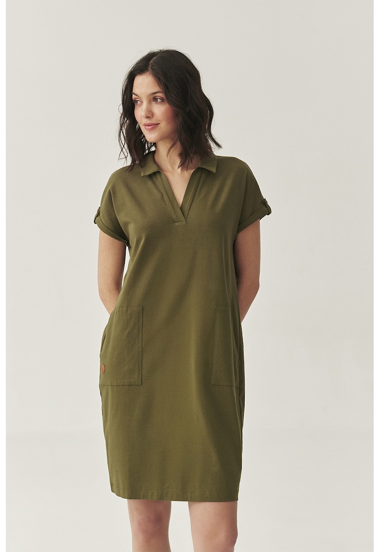 Rochie scurta cu decolteu in V si model uni