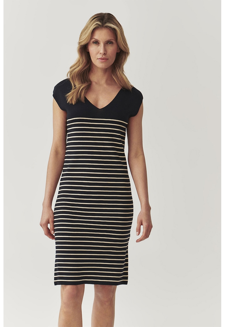 Rochie scurta cu model in dungi si decolteu in V