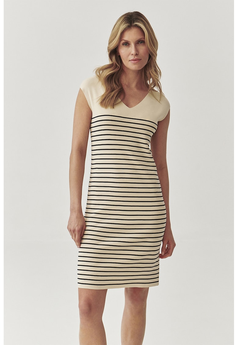 Rochie scurta cu model in dungi si decolteu in V
