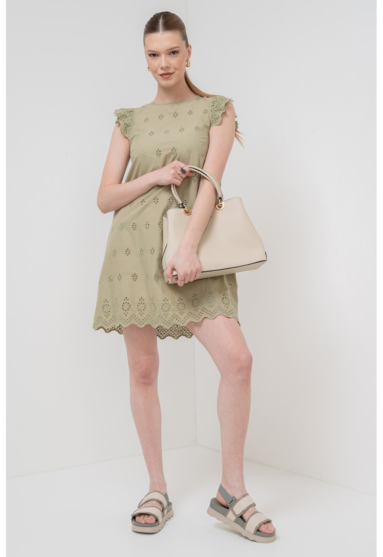 Rochie scurta din bumbac organic cu aspect perforat