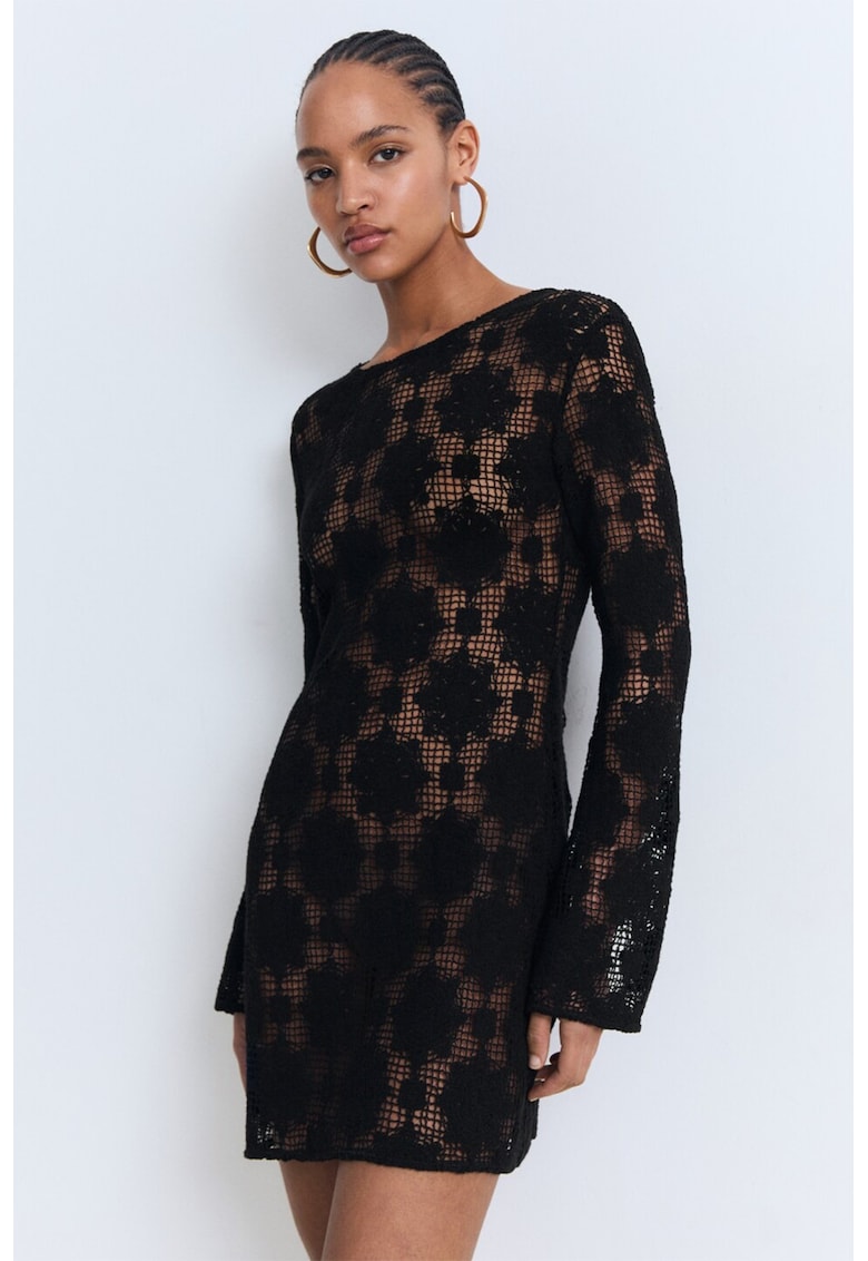 Rochie scurta din dantela cu model crosetat