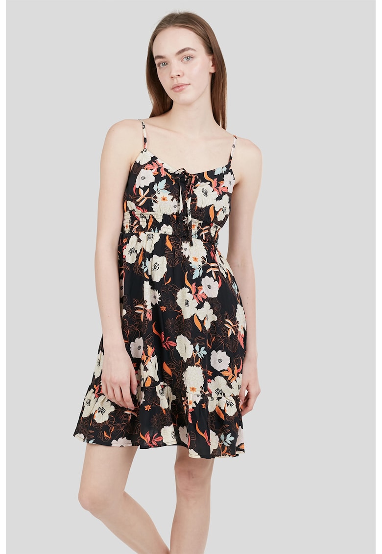 Rochie scurta evazata cu model tropical Sarah II
