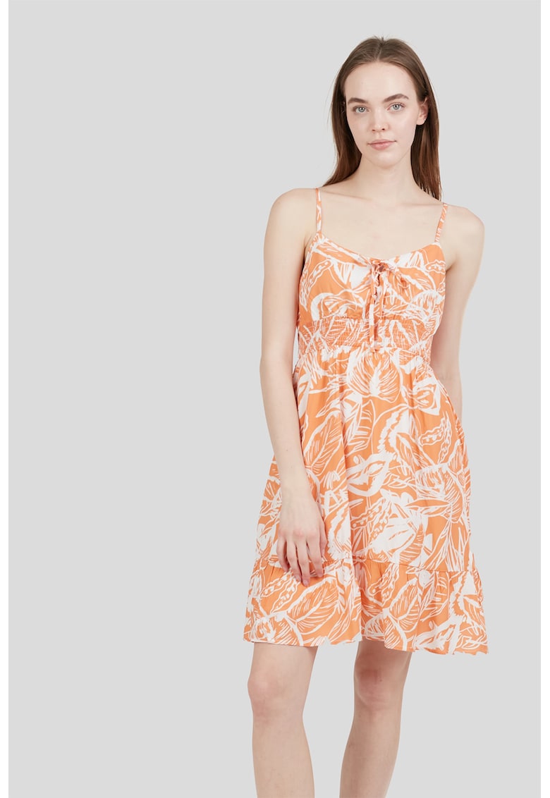 Rochie scurta evazata cu model tropical Sarah II