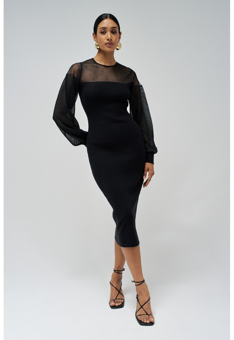 Rochie slim fit cu insertie de plasa