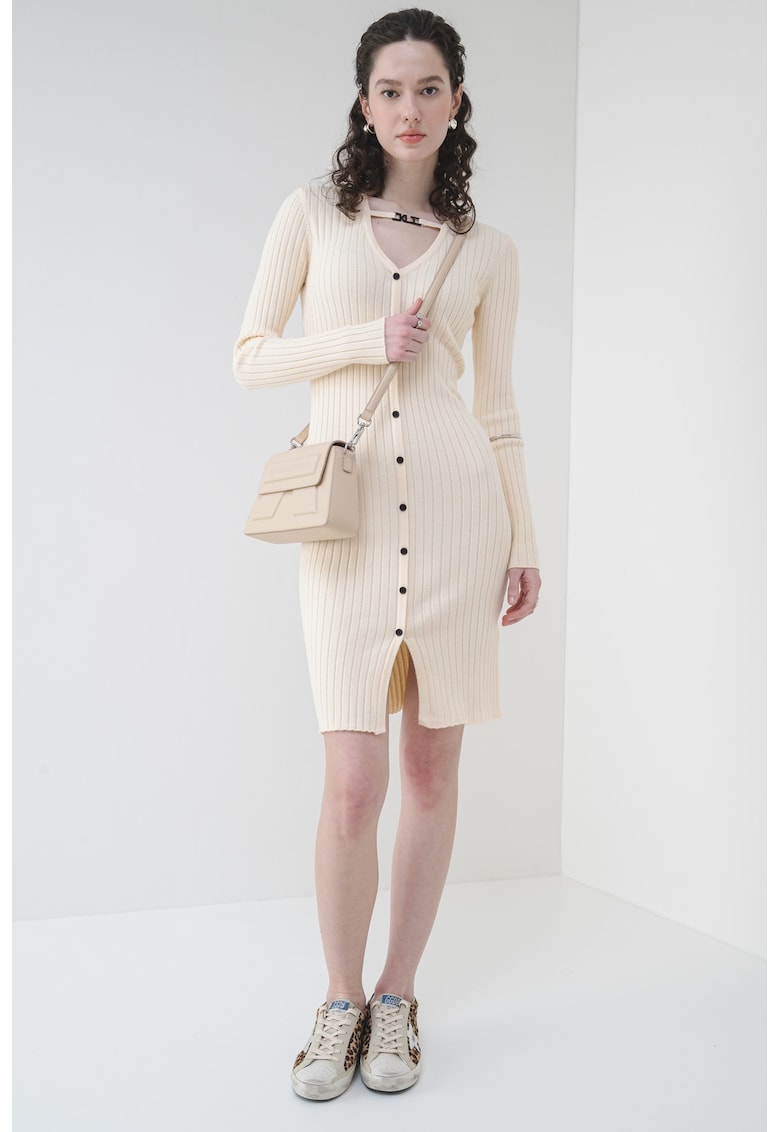 Rochie striata cu nasturi