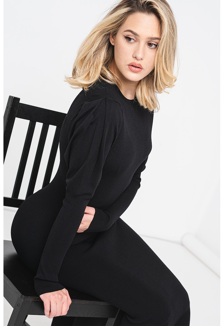 Rochie tricotata fin cu maneci bufante