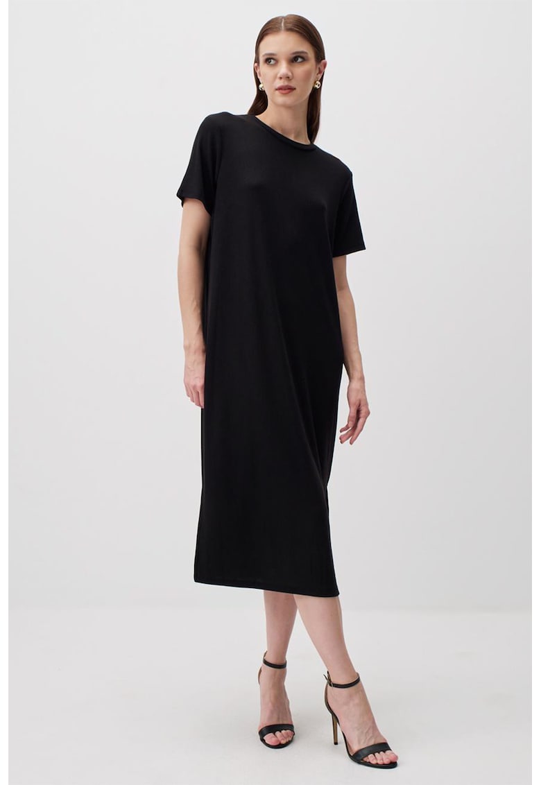 Rochie-tricou midi cu decolteu la baza gatului