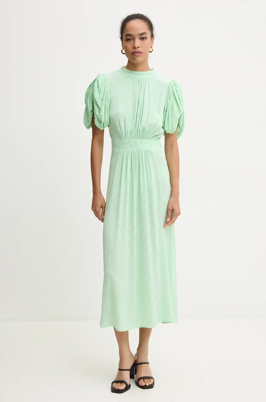 Rotate rochie Midi Puff Sleeve Dress culoarea verde