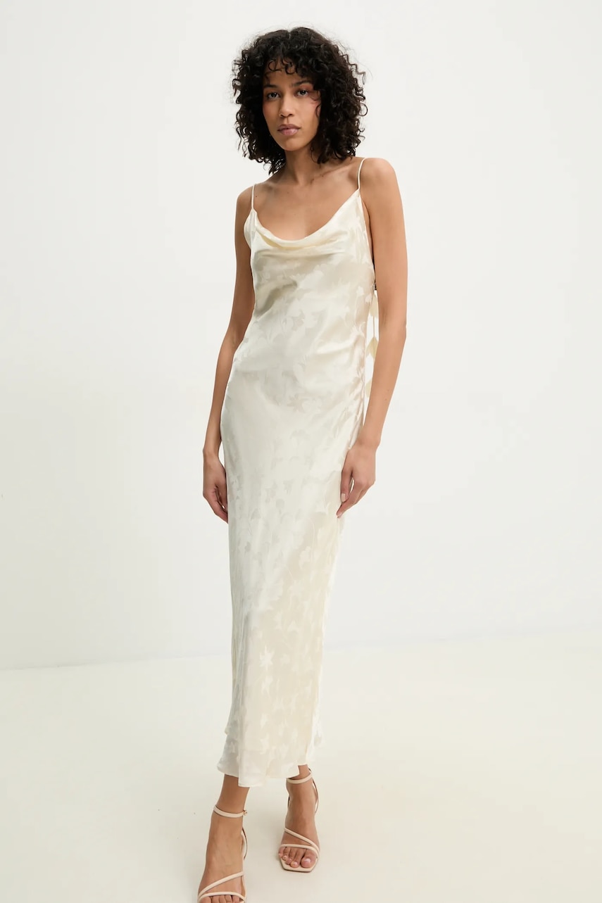 Rotate rochie de matase culoarea bej