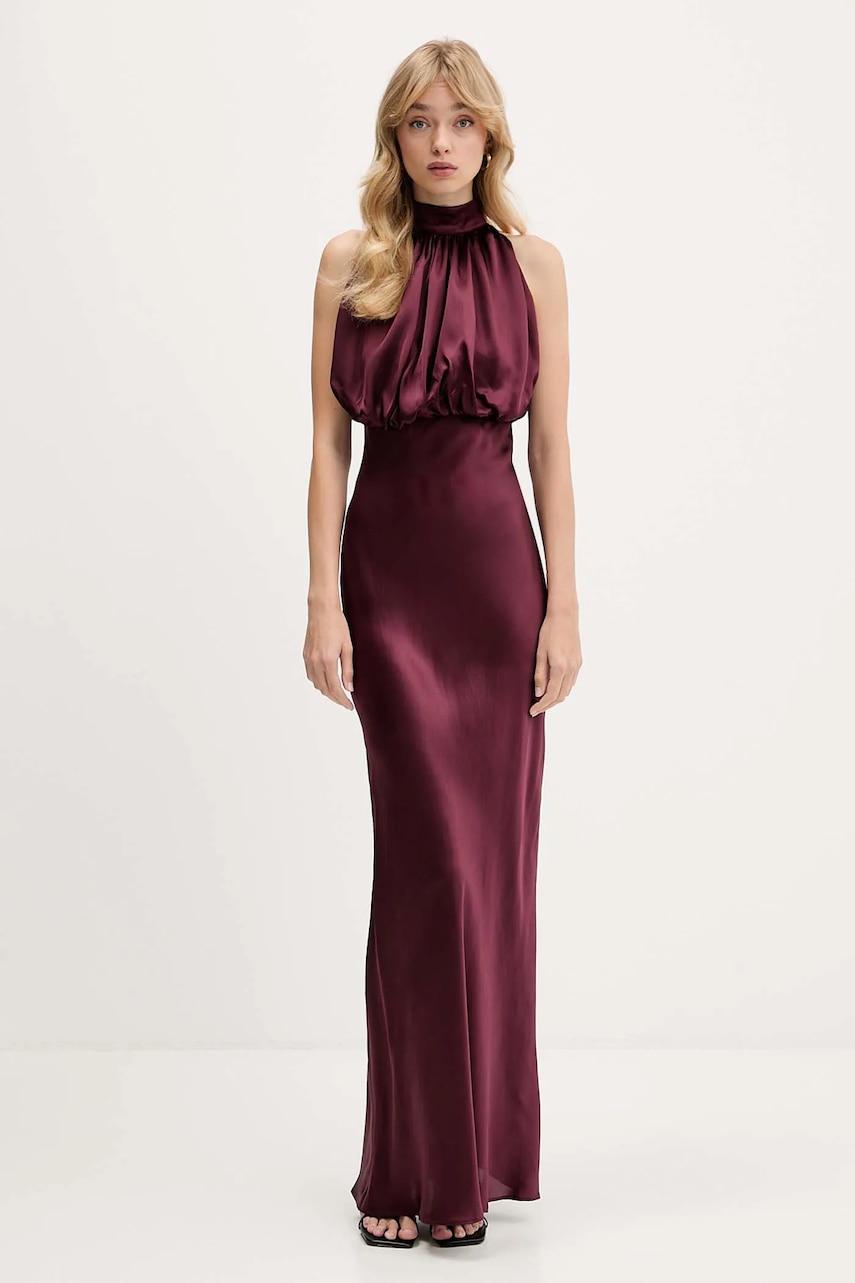 Rotate rochie de mătase culoarea bordo