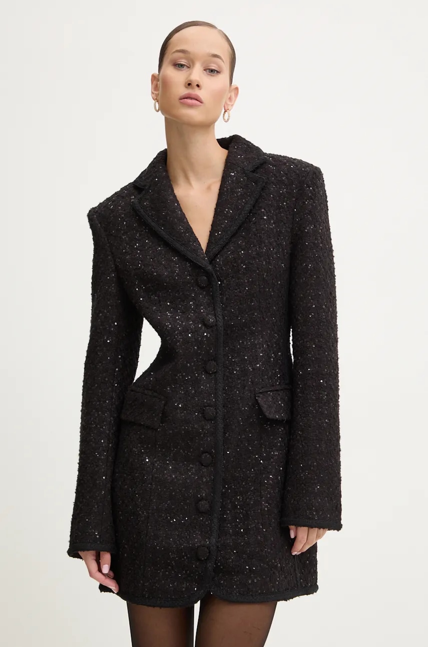 Rotate rochie din amestec de lana culoarea negru