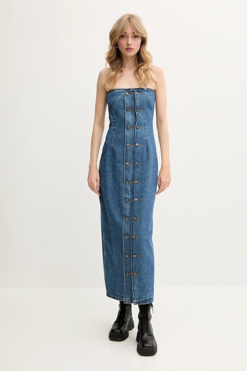 Rotate rochie din denim culoarea negru