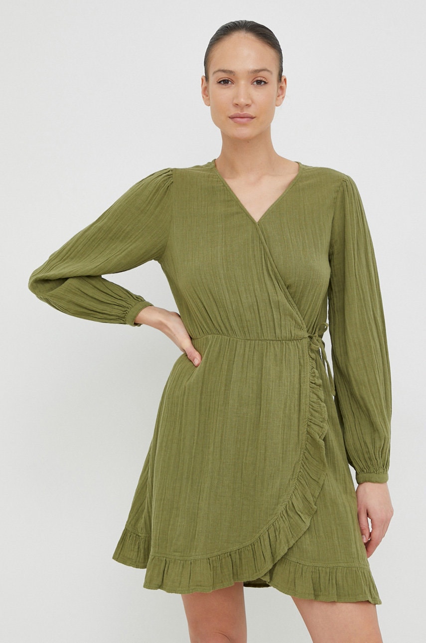 Roxy rochie din bumbac culoarea verde