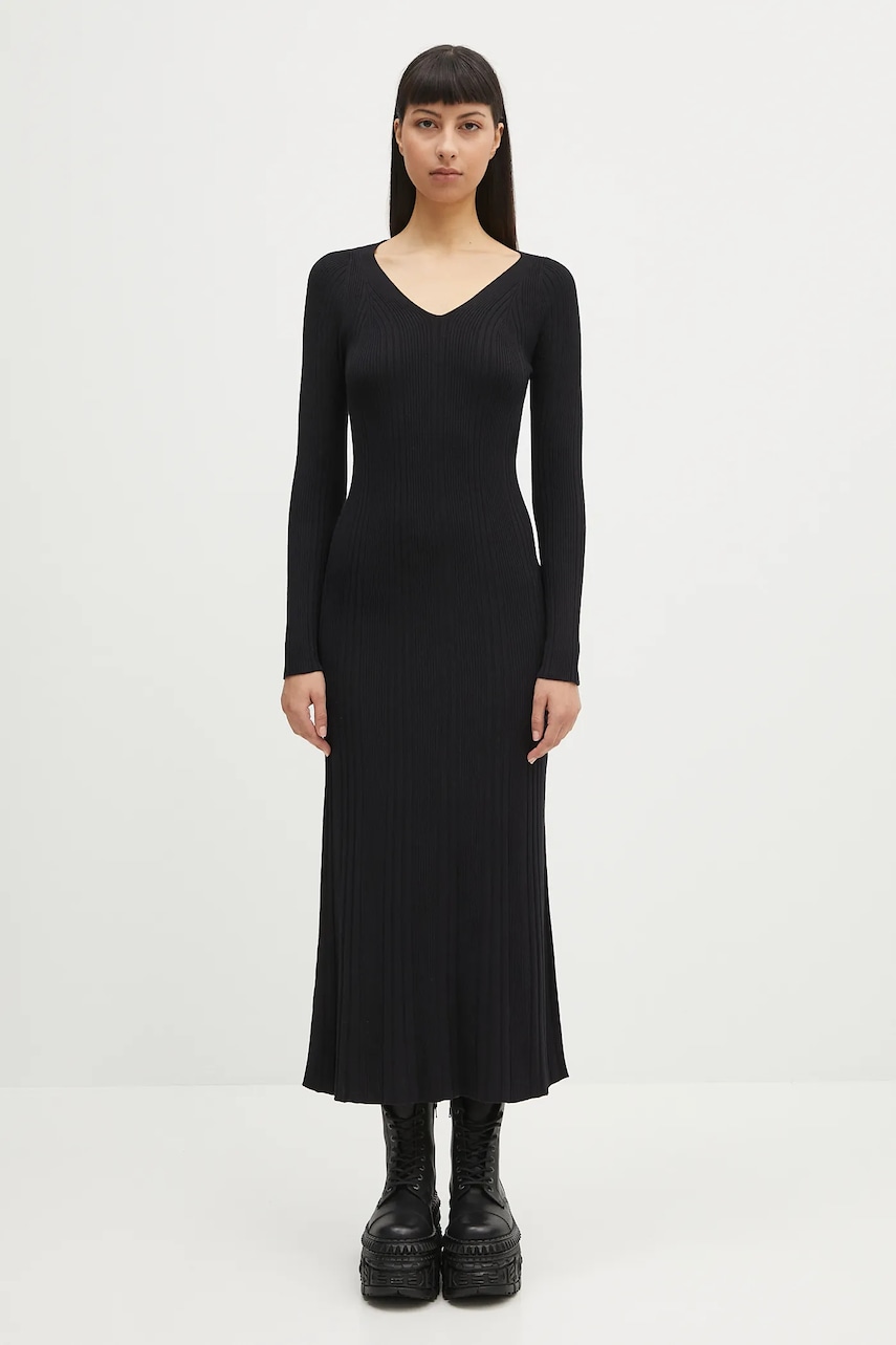 Samsoe Samsoe rochie Sacheryl V-Neck culoarea negru