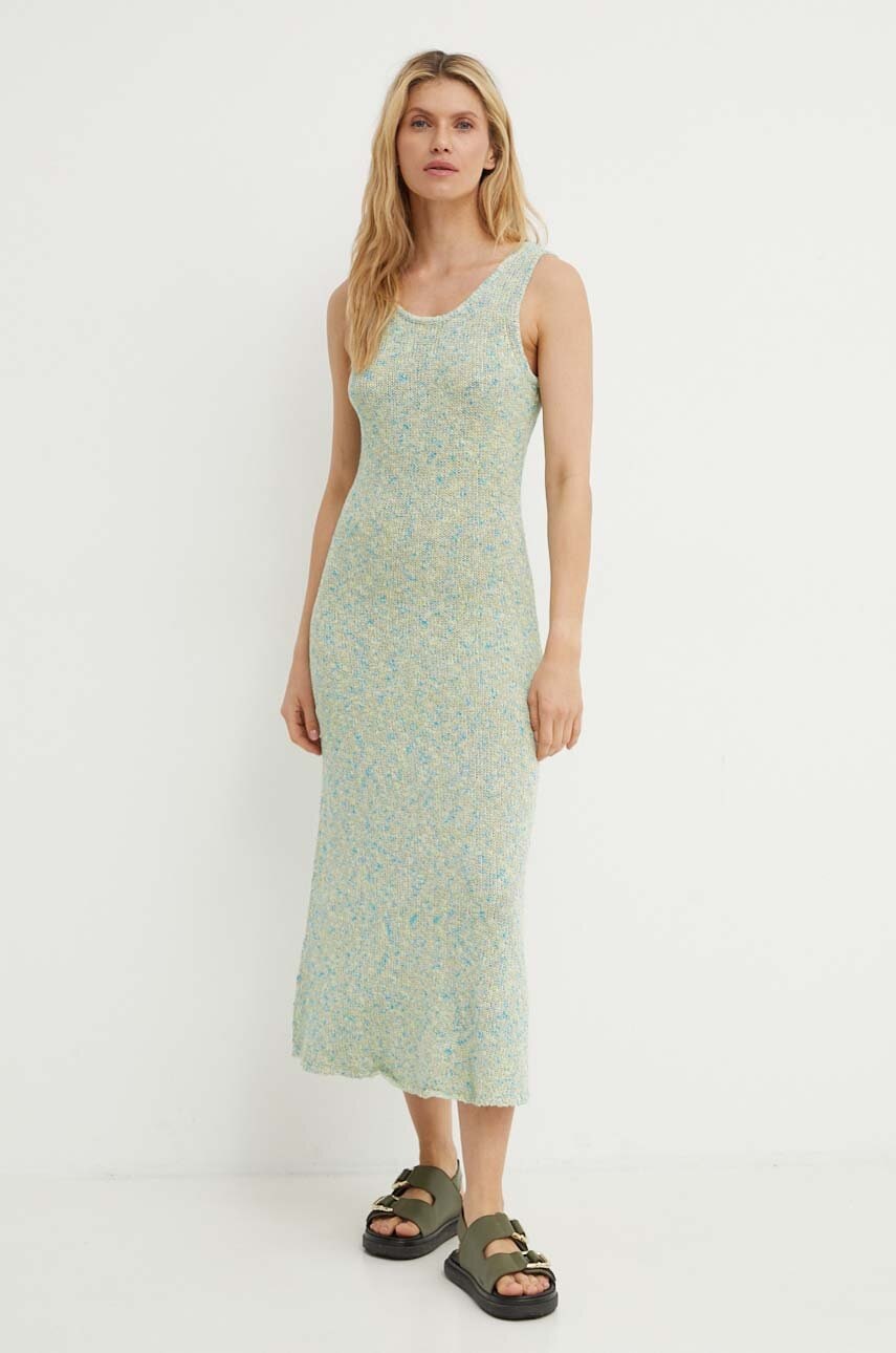 Samsoe Samsoe rochie din amestec de in SAISHA culoarea verde