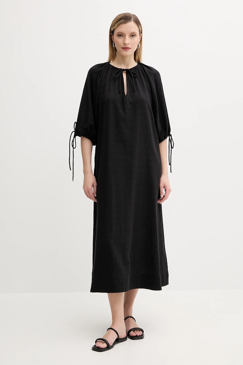 Samsoe Samsoe rochie din bumbac SALAGO culoarea negru